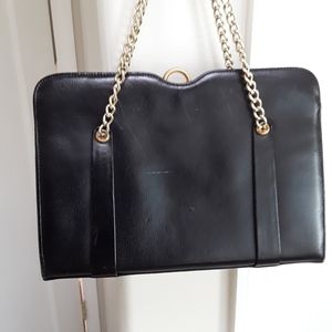 Vintage Black Leather Clutch